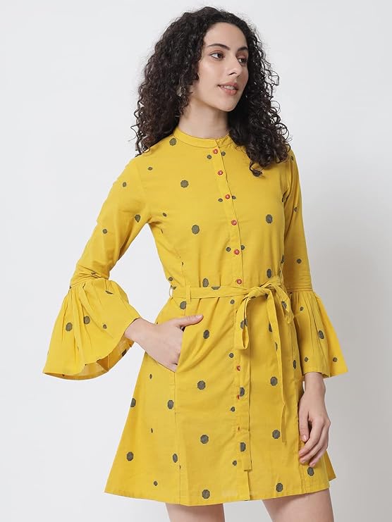 Women Yellow Fit & Flare Dress