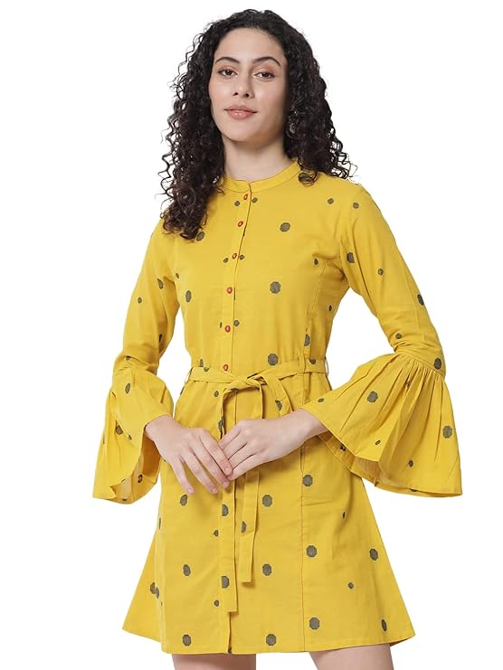 Women Yellow Fit & Flare Dress