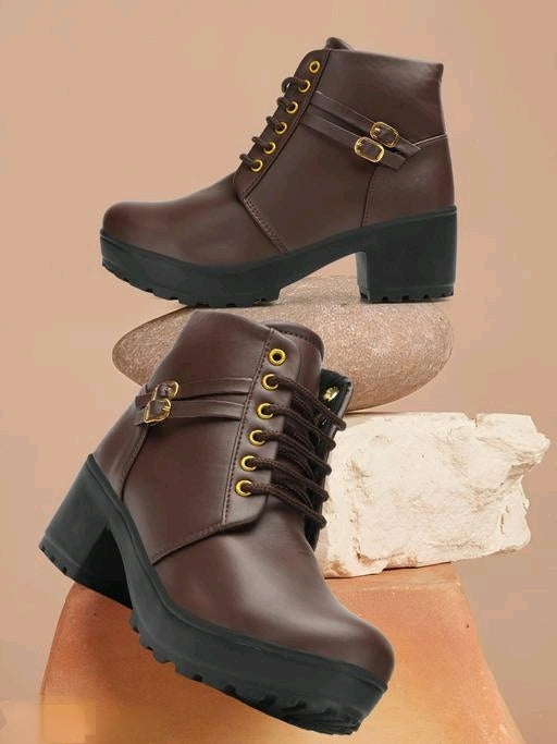 Synthetic Leather Casual Boots Shoes For Women And Girls