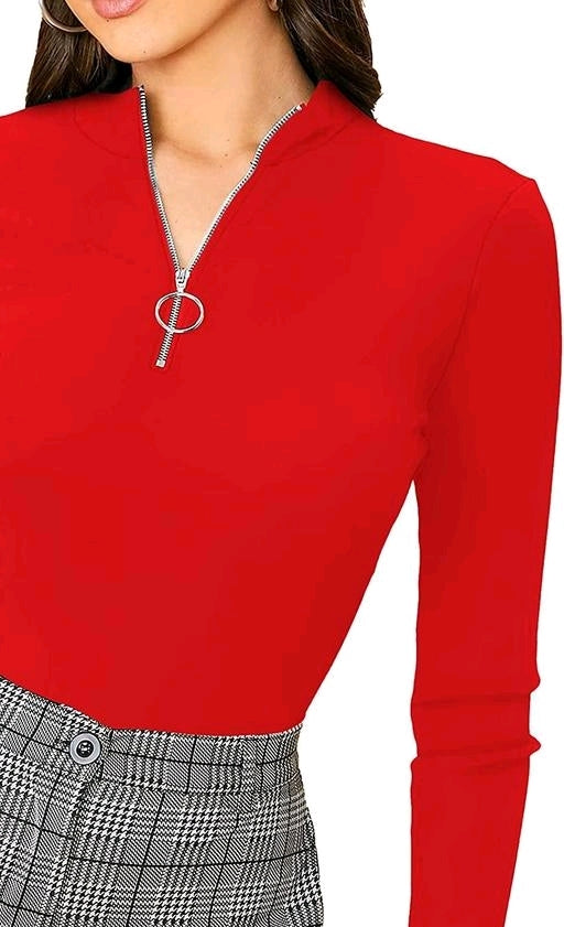 Zipper Red Top for Girls and Women
