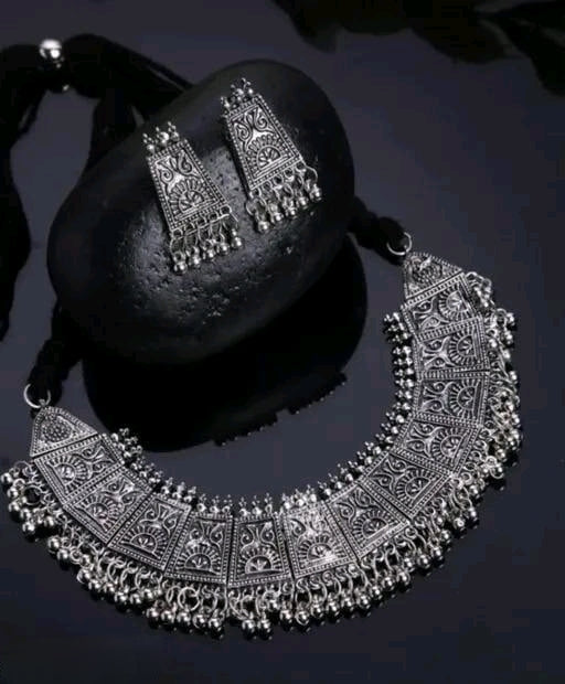 Silver Oxidised Jewellery Set For Women