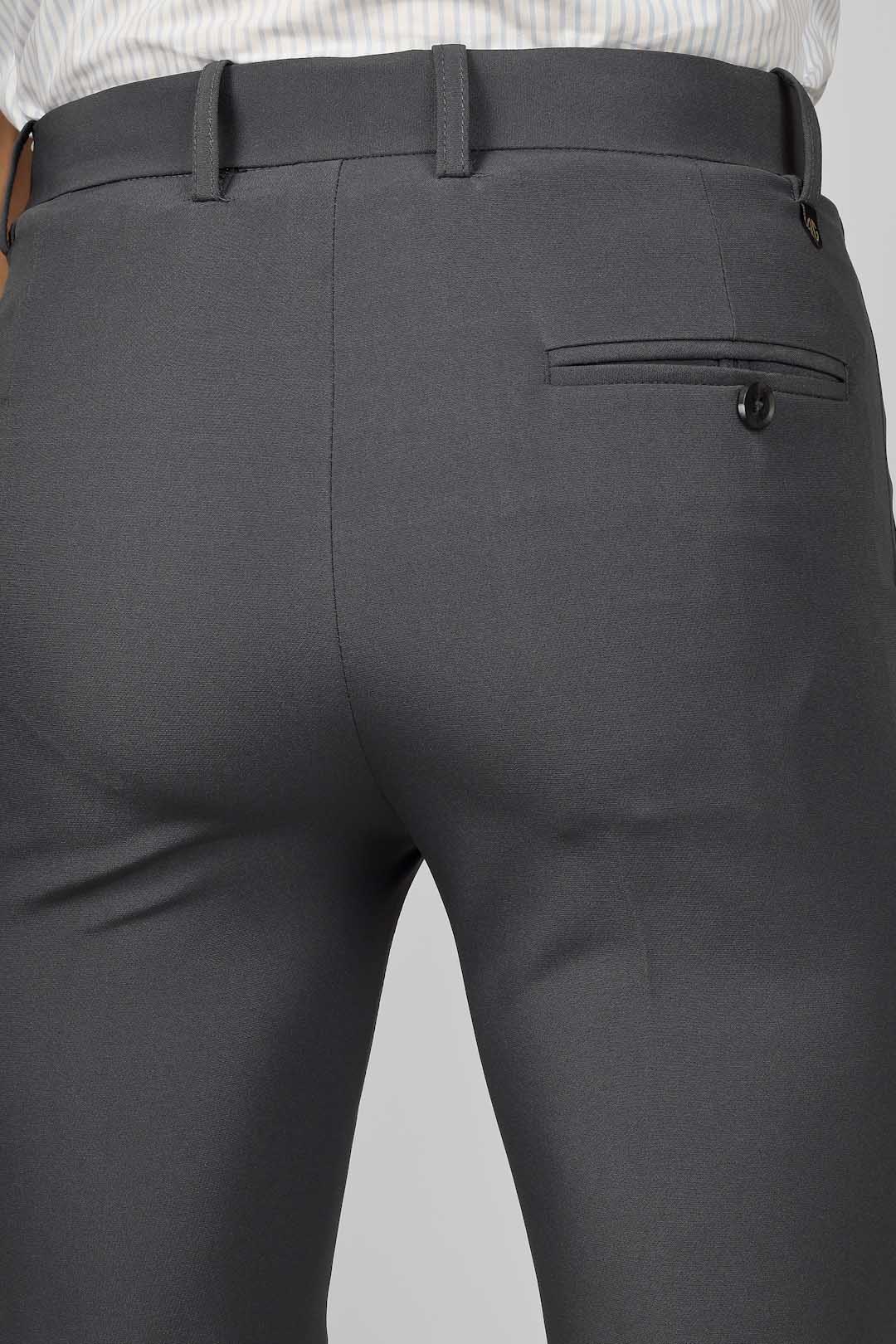 Grey Lycra Formal Men Trousers
