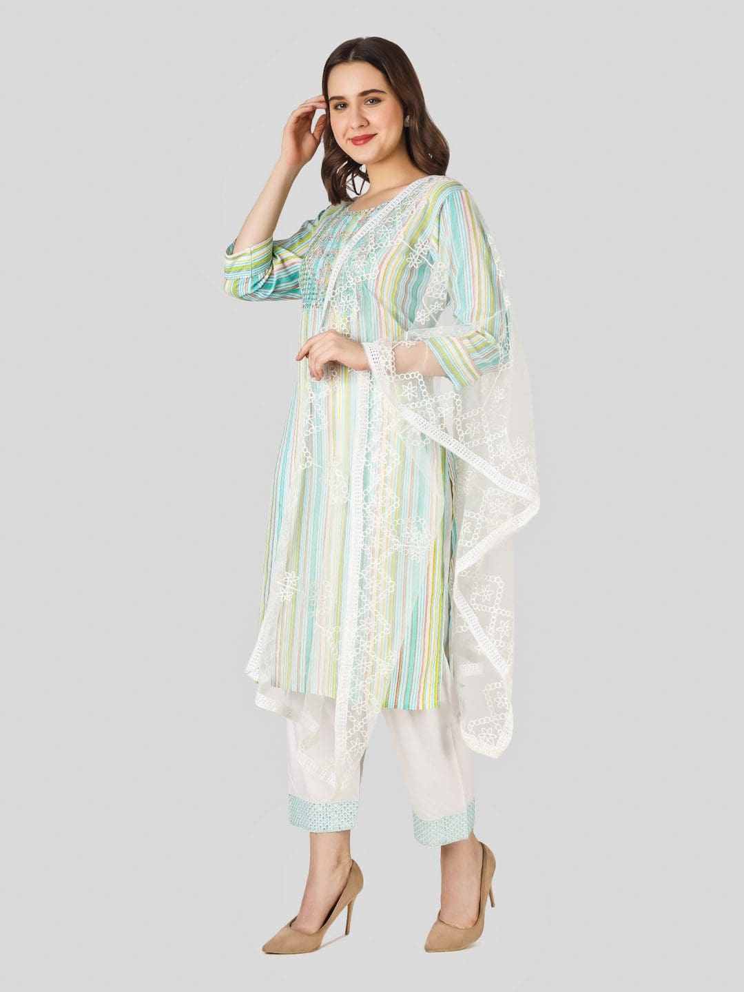 Embroidery Work Kurti With Pant And Dupatta