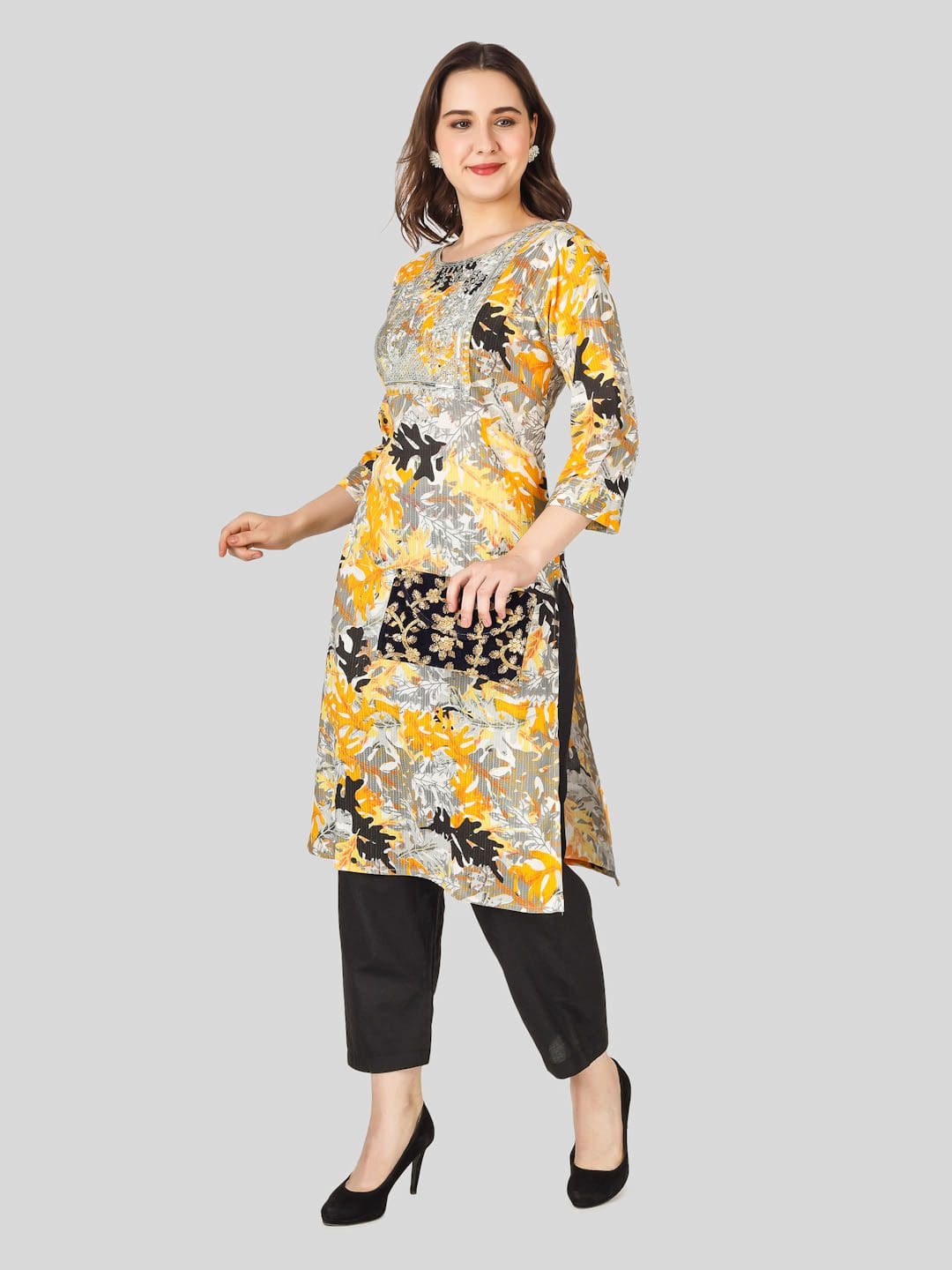 Amazing Printed Embroidered Work Kurti With Plazo For Women