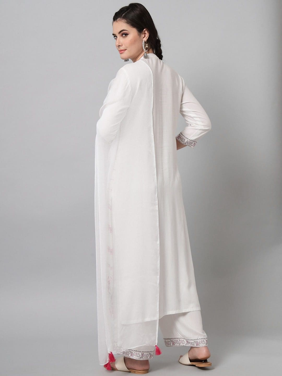 Beautiful Rayon Fabric Color Pure White Kurta Palazzo Set for Women.