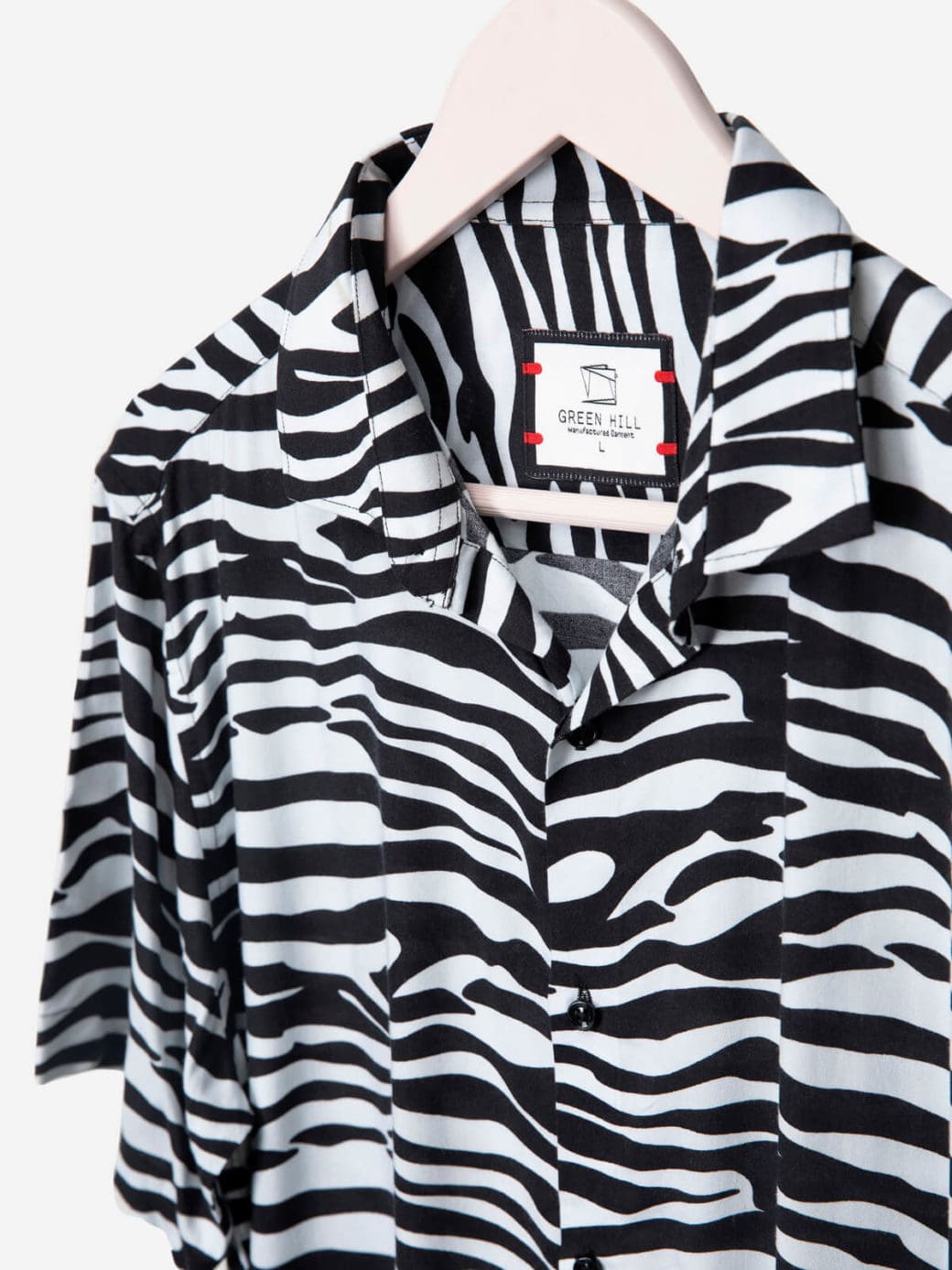 Zebra Printed Regular Fit Collared Shirt with Short Sleeves